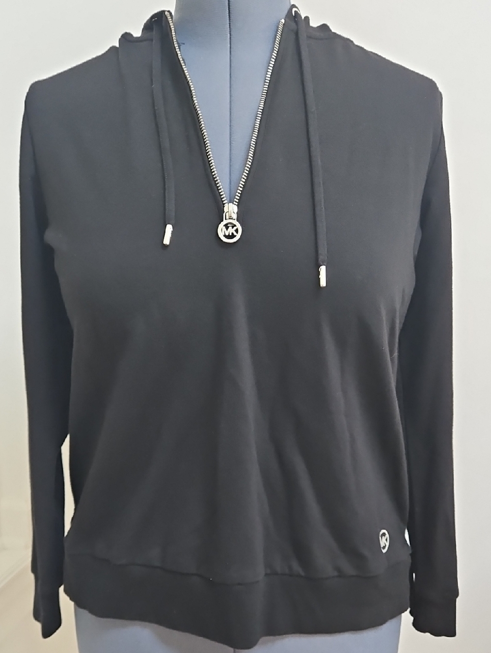 Michael Kors Black Hooded Half-Zip Pullover Sweatshirt